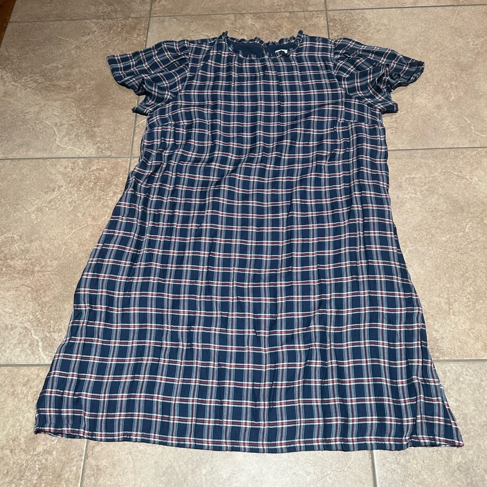 Loft Plaid Collared Short Sleeve Dress